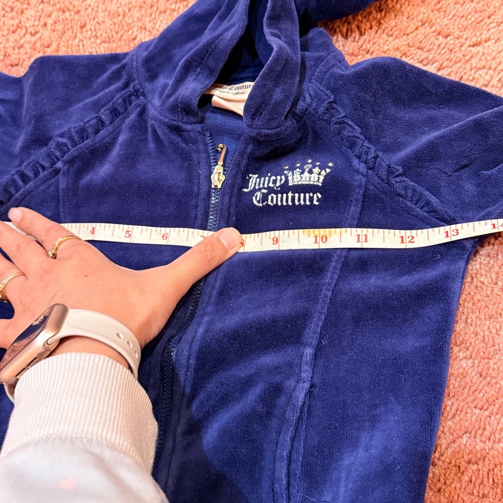 Juicy Couture Toddler Velour Tracksuit Set Navy Blue Heart Hoodie & Pants 4T - Picture 11 of 13